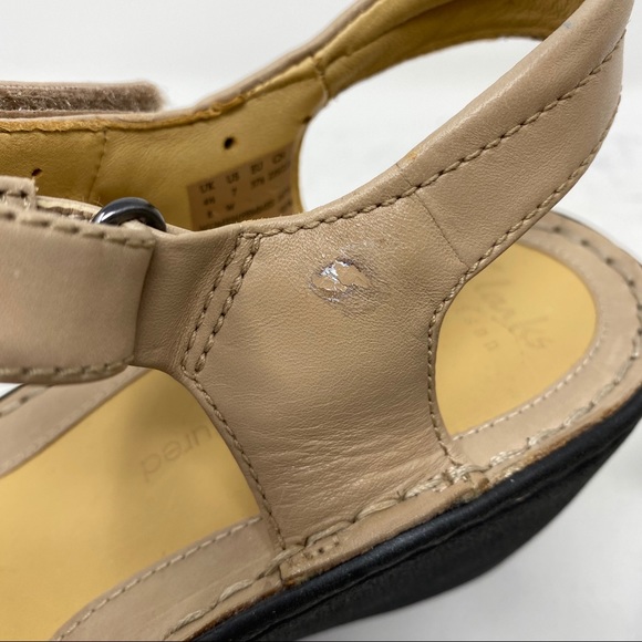 Clarks Un Dory Light Tan Leather wedge sandal WIDE - Picture 2 of 7